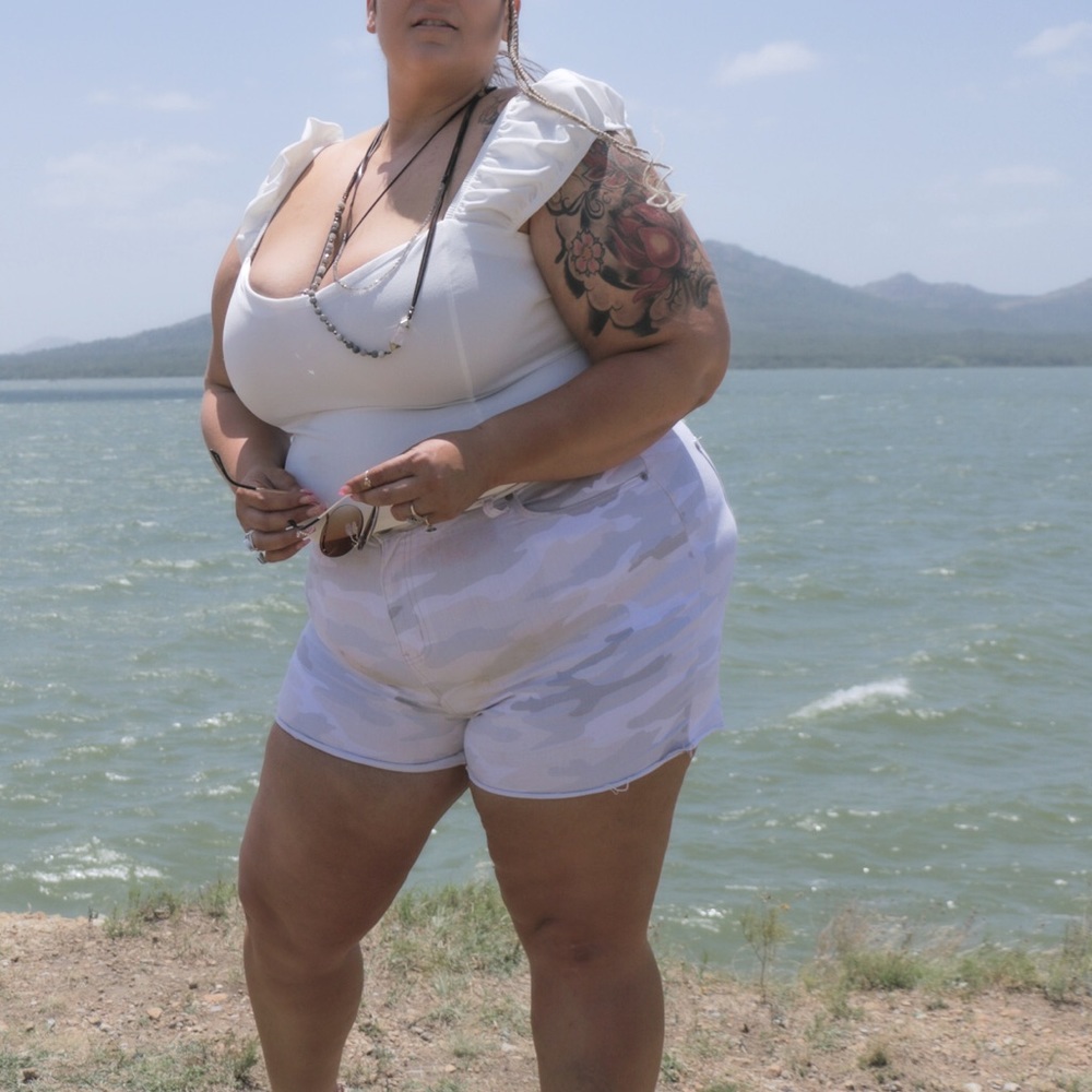 I See You Boo Plus size Camouflage jean shorts #ftfbabe Sold to Plato's Closet